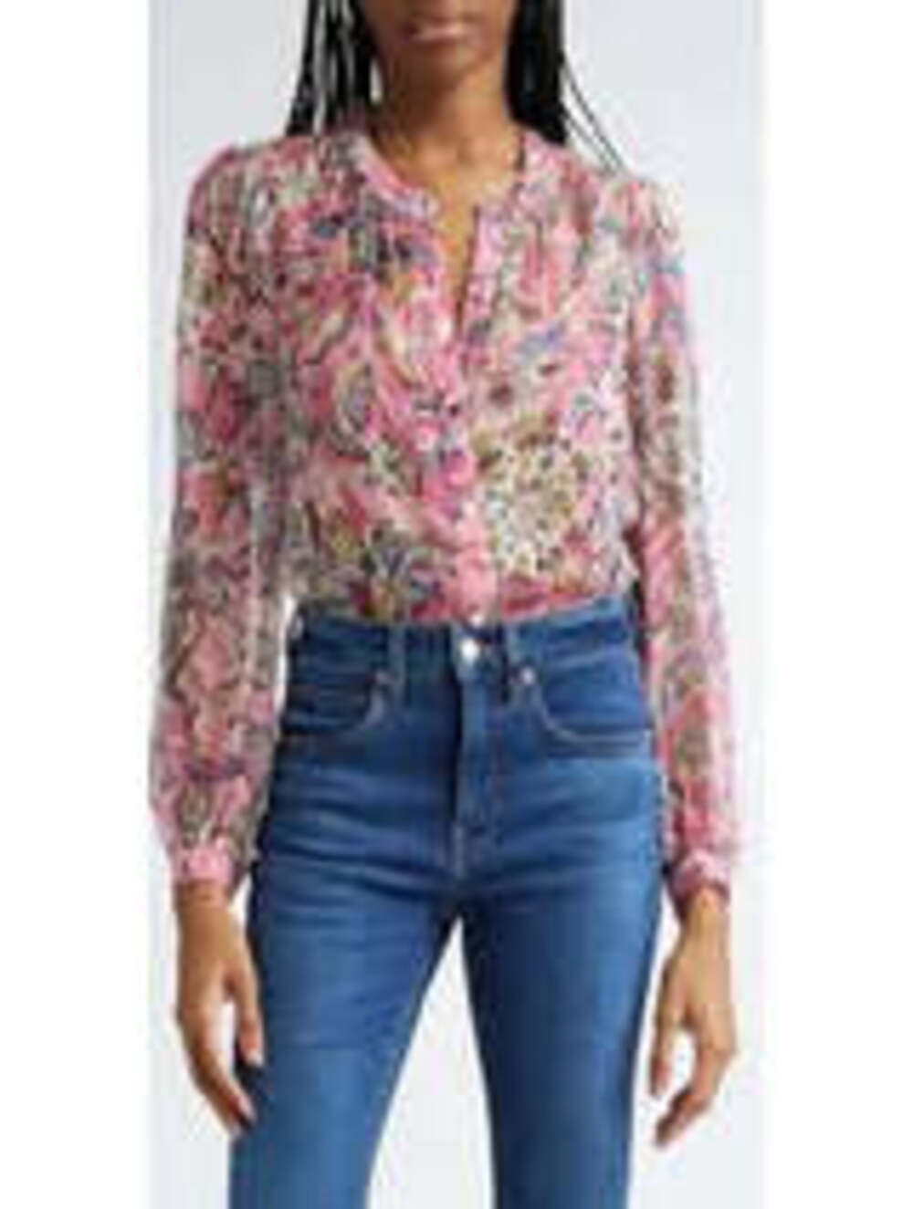 Veronica Beard Ashlynn Blouse in Rose Multi Pink 100% Silk Size 12